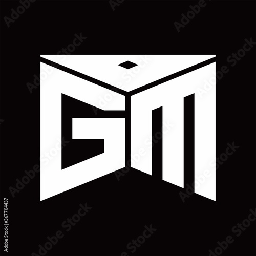 GM Logo monogram with landscape triangle on top design template