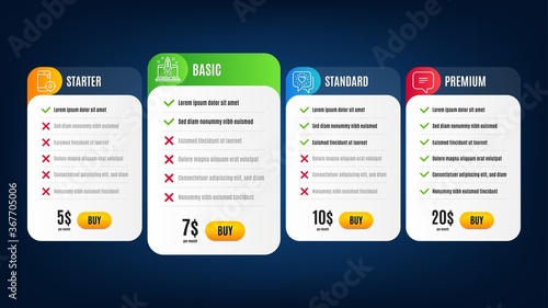 Start business, Text message and Seo phone line icons set. Pricing table, subscription plan. Friends chat sign. Launch idea, Chat bubble, Smartphone optimization. Friendship. Technology set. Vector