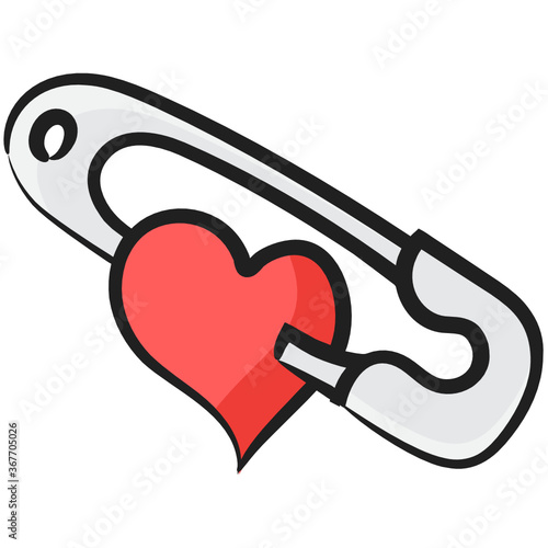 
Kids diaper fastener accessory, flat icon of safety pin vector design 
