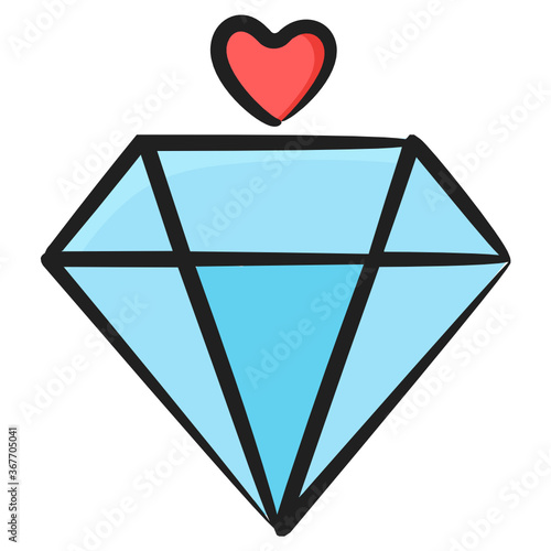 
Diamond icon in flat style, precious stone 
