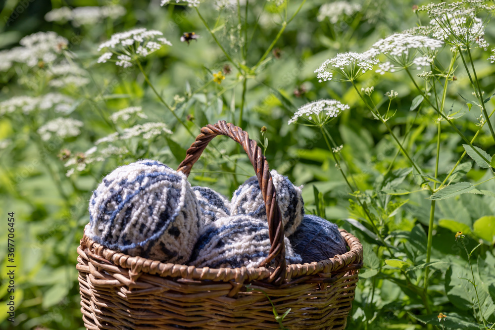 Yarn for knitting. Items of female needlework. Yarn for knitting. Items of female needlework.