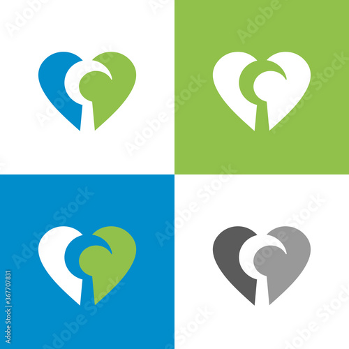 Sickle and heart logo icon design, sickle tool and love symbol - Vector
