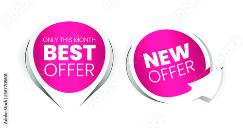 Pink Sale Label with Discount Offer . Promotion Design . Isolated Vector Tag Images