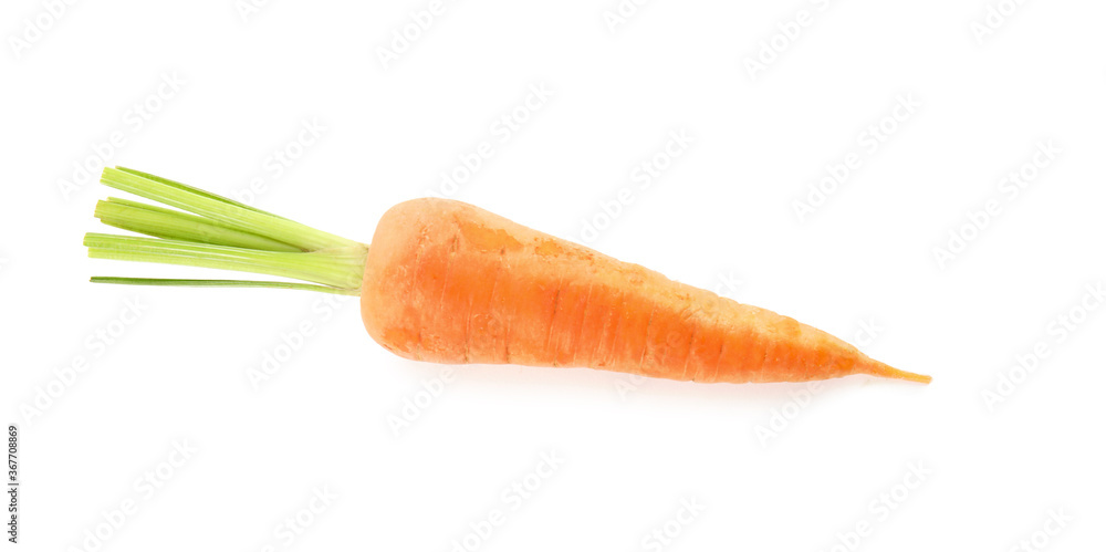 Fresh ripe juicy carrot isolated on white, top view Fresh ripe juicy carrot isolated on white, top view