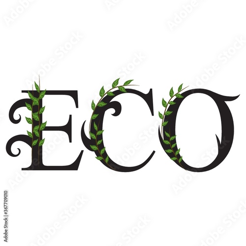the word eco with climbing plant around it