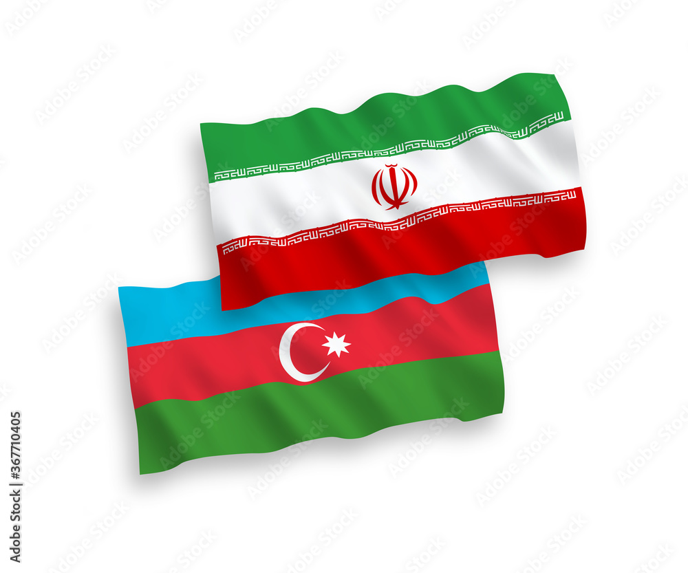 Flags of Azerbaijan and Iran on a white background Flags of Azerbaijan and Iran on a white background