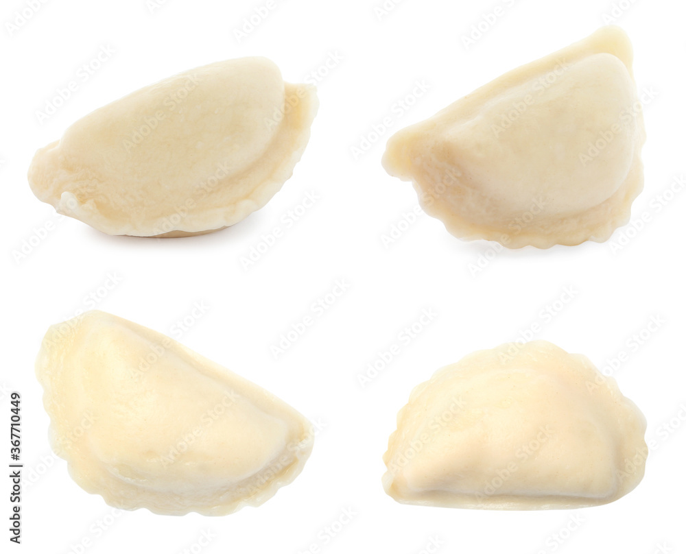 Set of tasty dumplings isolated on white Set of tasty dumplings isolated on white