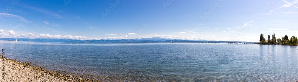 Panorama Bodensee Immenstaad mit Landzunge und Ufer Panorama Bodensee Immenstaad mit Landzunge und Ufer