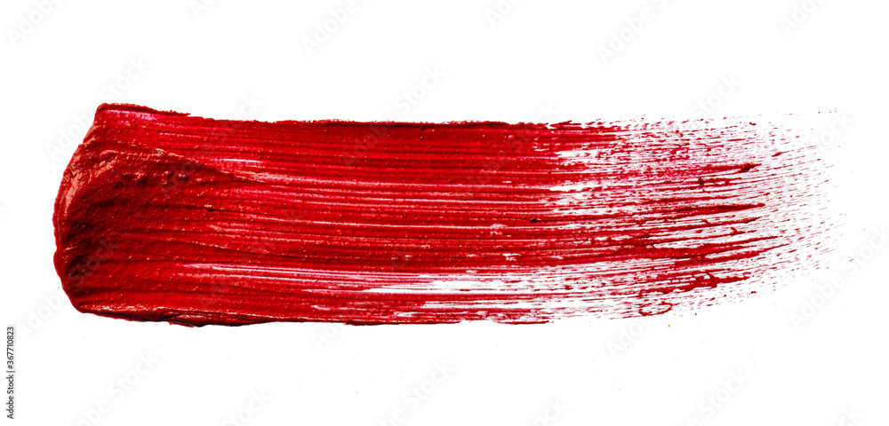 Stain swatch of a red matte lipstick on white background Stain swatch of a red matte lipstick on white background