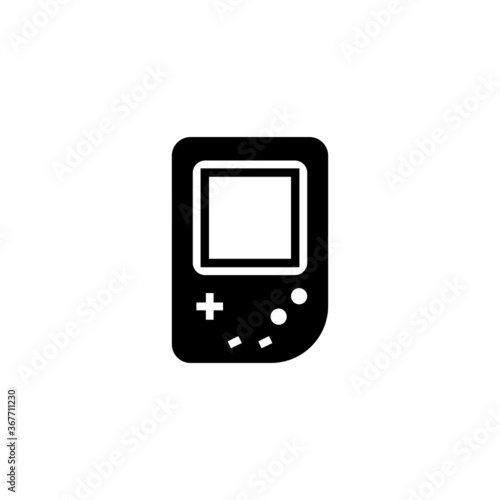 Portable retro game console vector icon in black flat glyph, filled style isolated on white background