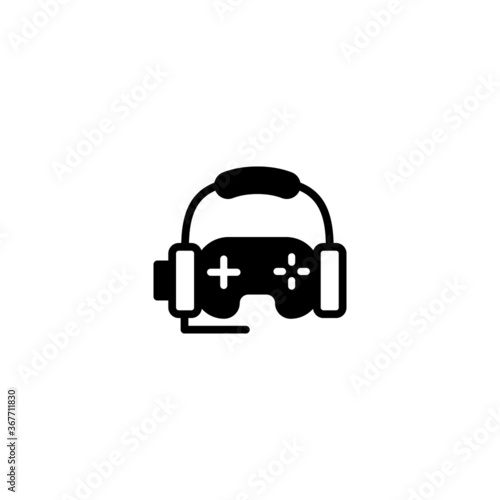 Game streaming icon in black flat glyph, filled style isolated on white background photo