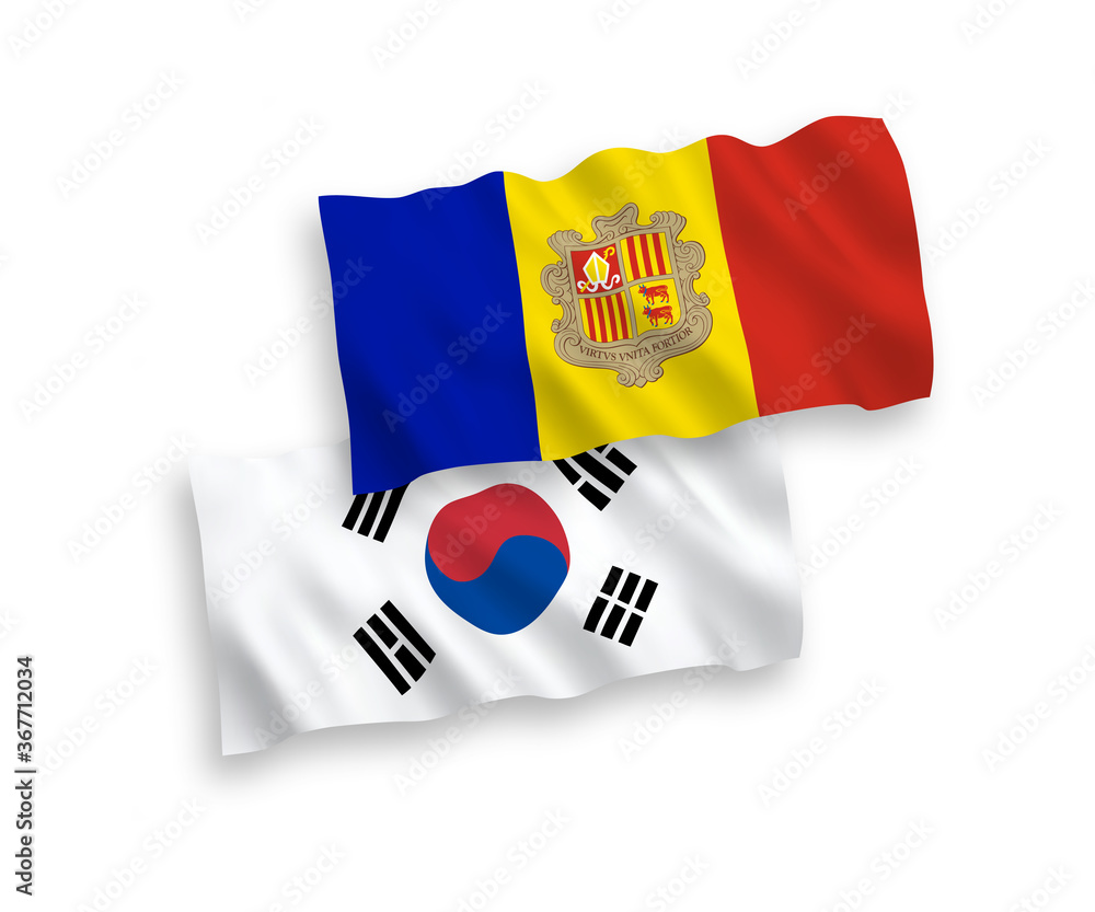 Flags of South Korea and Andorra on a white background