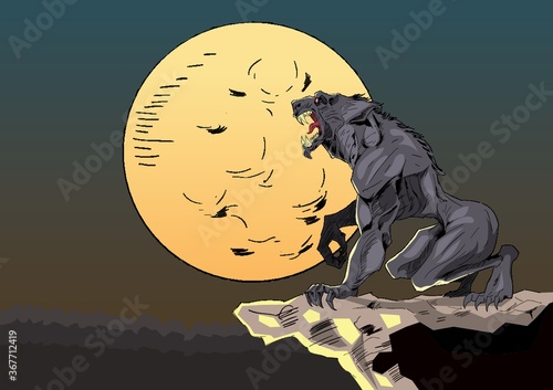 halloween background with wolf