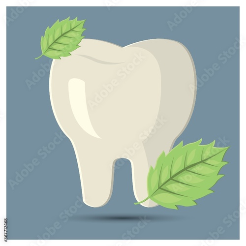 tooth with leaves