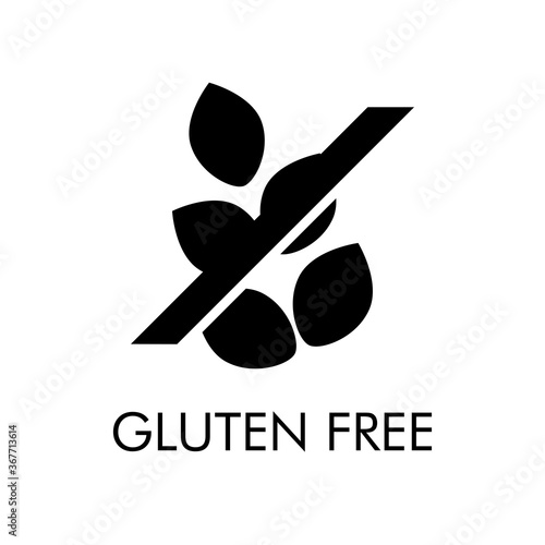 Logotipo texto Gluten Free con granos de trigo en color negro