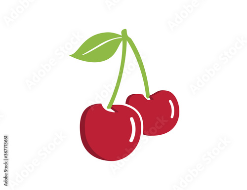 Cherry  icon.  Cherry red  vector illustration. Red cherry icon. 