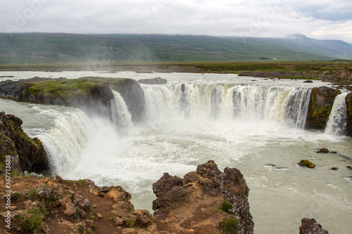 Godafoss waterfall in northern Iceland, view from above