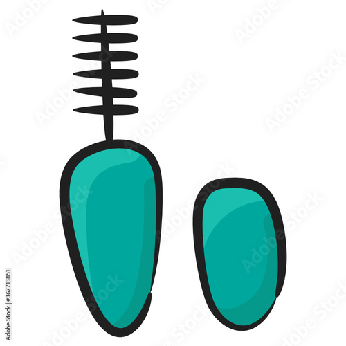 
Mascara icon in doodle design. Ladies cosmetic product 
