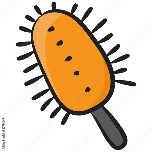 
Hand drawn icon of round brush, hairdressing tool 
