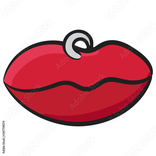 
Hand drawn icon of lip piercing, modern facial botox treatment 
