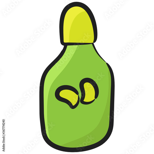 
Spa massage oil bottle in doodle design 
