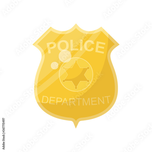 Cartoon golden police badge, vector illustration