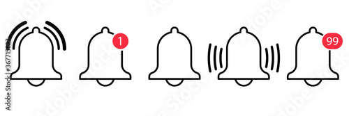 Mobilebell notification icon vector. message alert notice. subscribe reminder attention app. web alarm inbox. mobile phone red button. smartphone social media template. stock illustration set