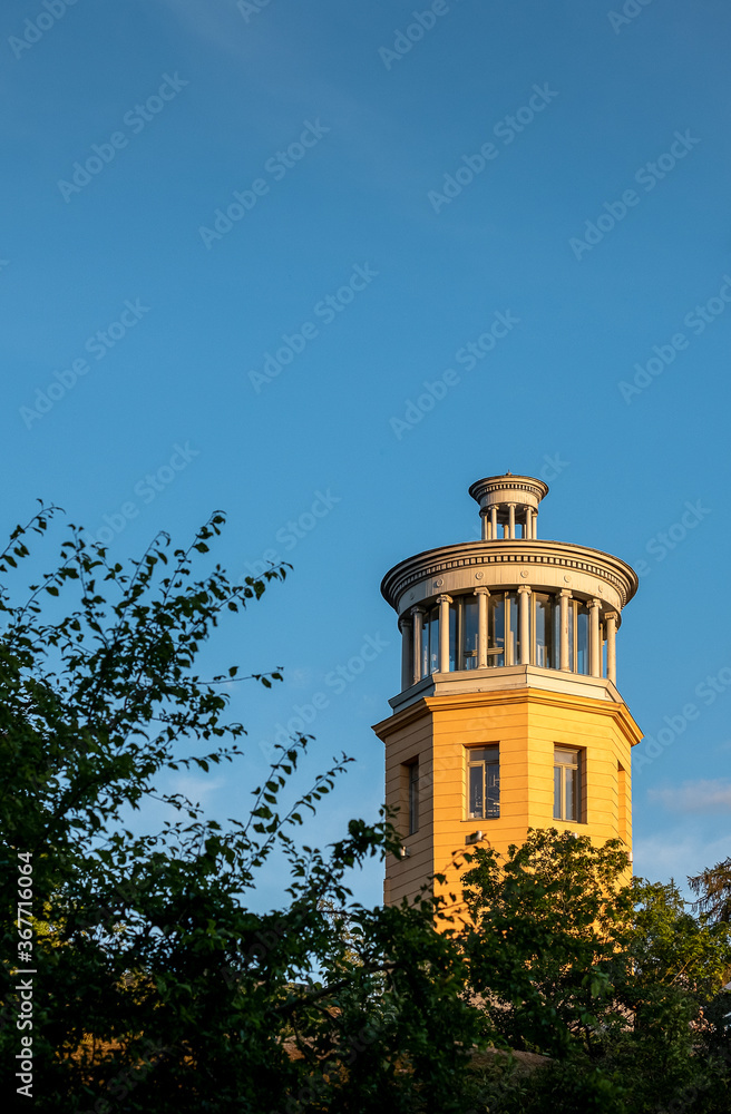 Fototapeta premium Belvederen in Linköping, Sweden hit by sunlight during a summer sunset