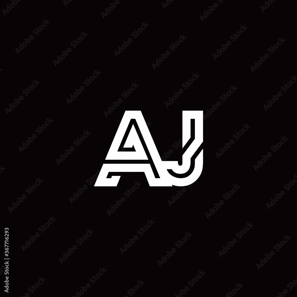 Fototapeta premium AJ monogram logo with abstract line