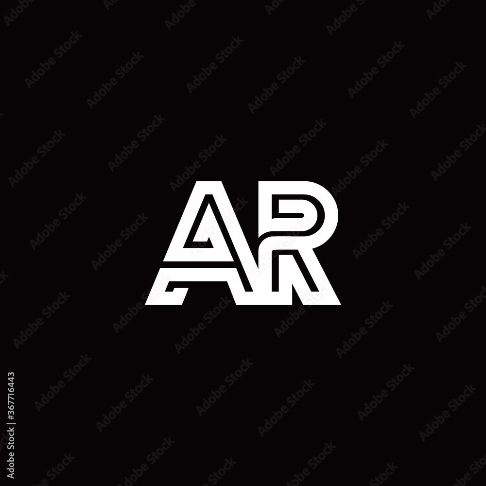 AR monogram logo with abstract line AR monogram logo with abstract line