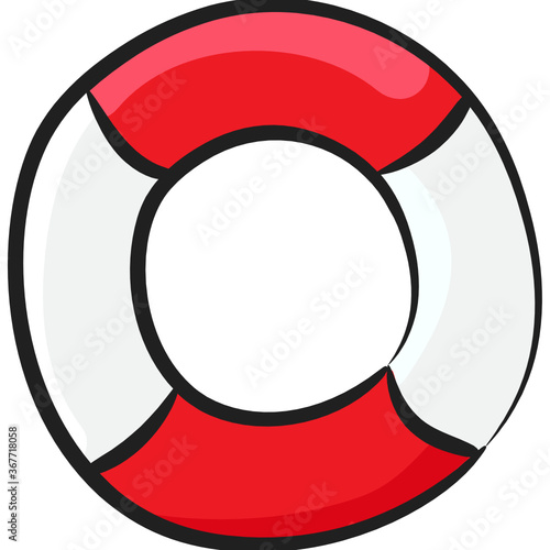 
A safety tyre doodle with air, lifebuoy or tyre tube icon design 
