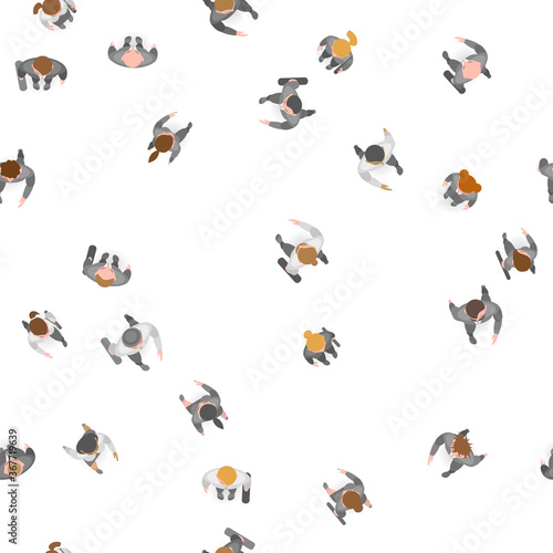 Seamless vector pattern. A group of businessmen and a businesswoman. Top view. Crowding people. View from above.  © Алексей Шпадарук