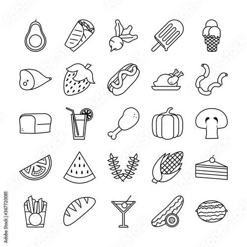 Food line style icon set vector design