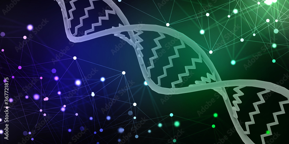 Obraz premium 3d render of dna structure, abstract background