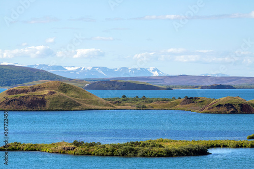 Lake Myvatn in northern Iceland, in summer