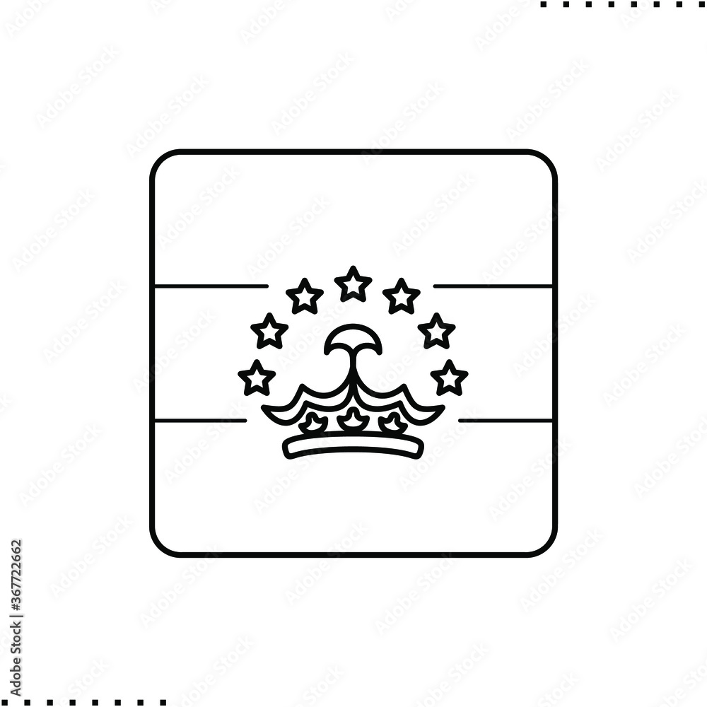 Tajikistan square flag vector icon in outlines 