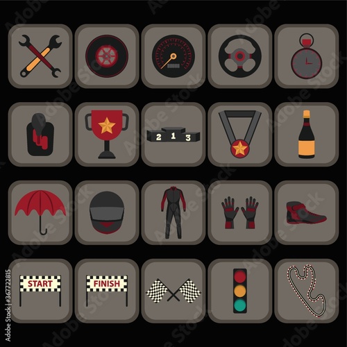 set of motor racing icons