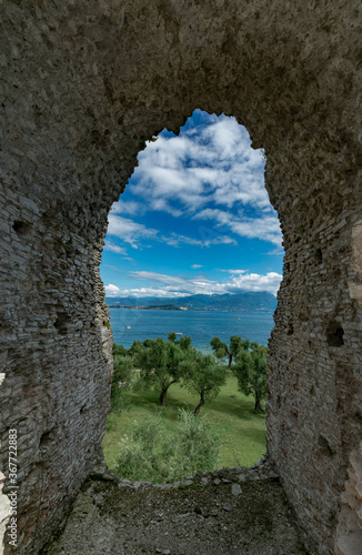 Terme di Catullo, Sirmione, Italy. The complex of the so-called Grottoes (or Spas) of Catullo is located on the northern end of the Sirmione peninsula, on the southern coast of Lake Garda. From this p