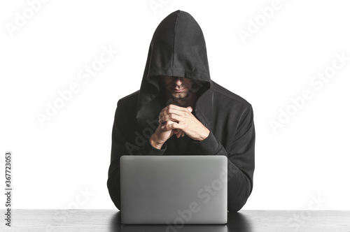Professional hacker using l...