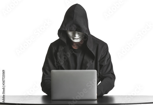 Professional hacker using l...