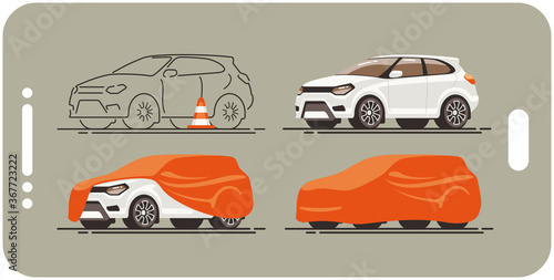 White car state template perfect for use in mobile applications, banner, web, landing page (ID: 367723222)