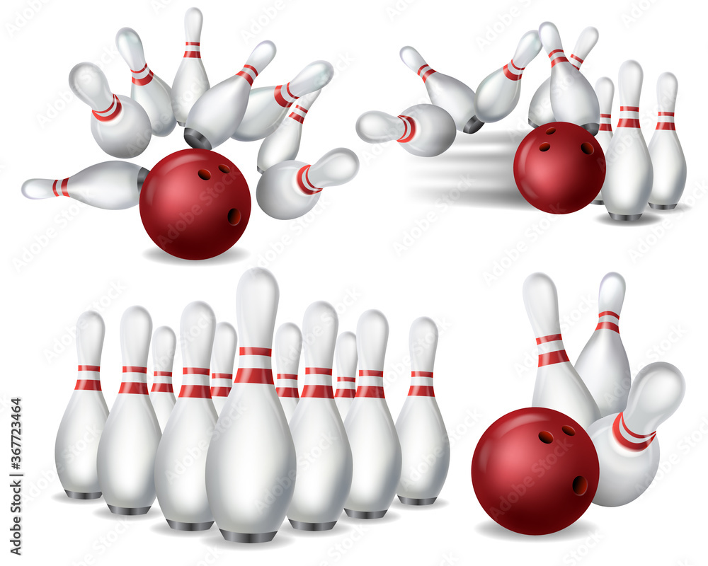 Bowling realistic illustration. Bowling game Bowling realistic illustration. Bowling game