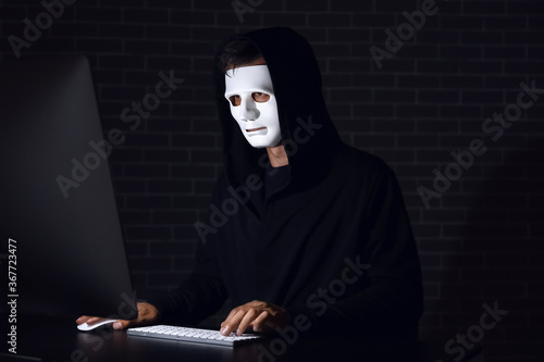 Professional hacker working...