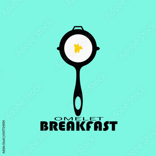 morning food with omelette on a pan