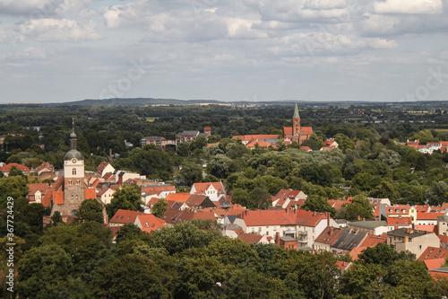 Obraz na płótnie Brandenburg an der Havel; Teilansicht mit Altstadt und Dom w salonie