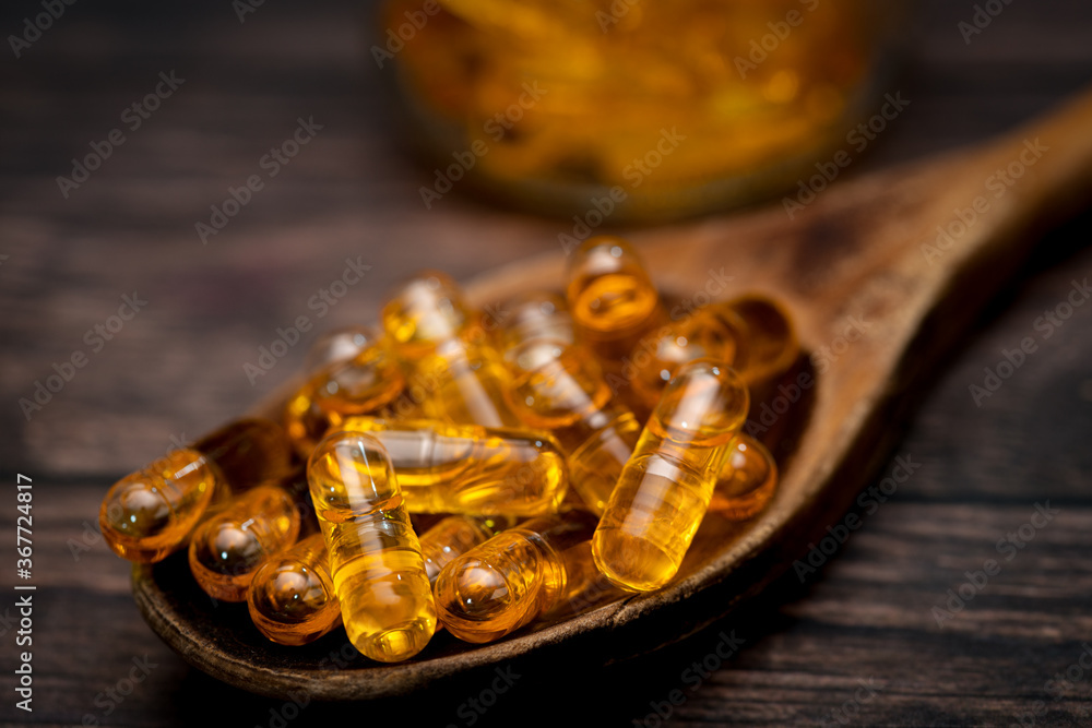 Pile of capsules Omega 3, Omega 6, and Omega 9 Pile of capsules Omega 3, Omega 6, and Omega 9