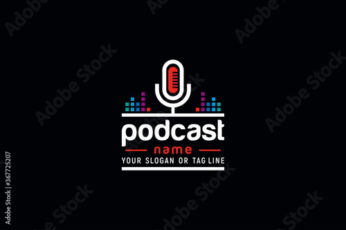 podcast logo design vector template