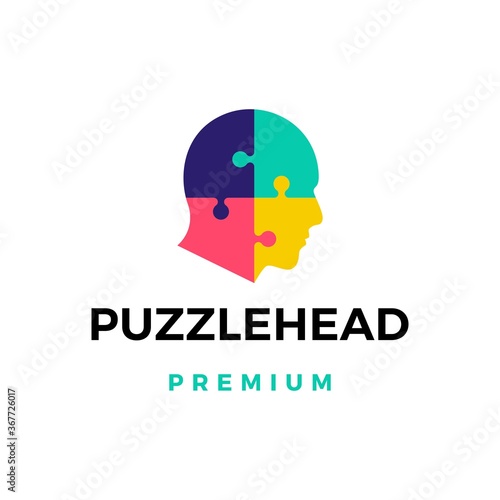 puzzle head logo vector icon illustration