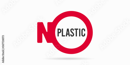 No plastic icon. Campaign to reduce plastic usage. Vector image.