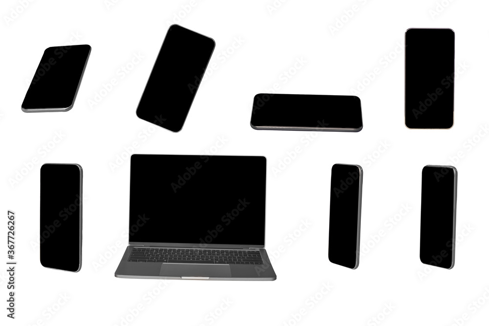 Set of technological gadgets isolated over white background Set of technological gadgets isolated over white background